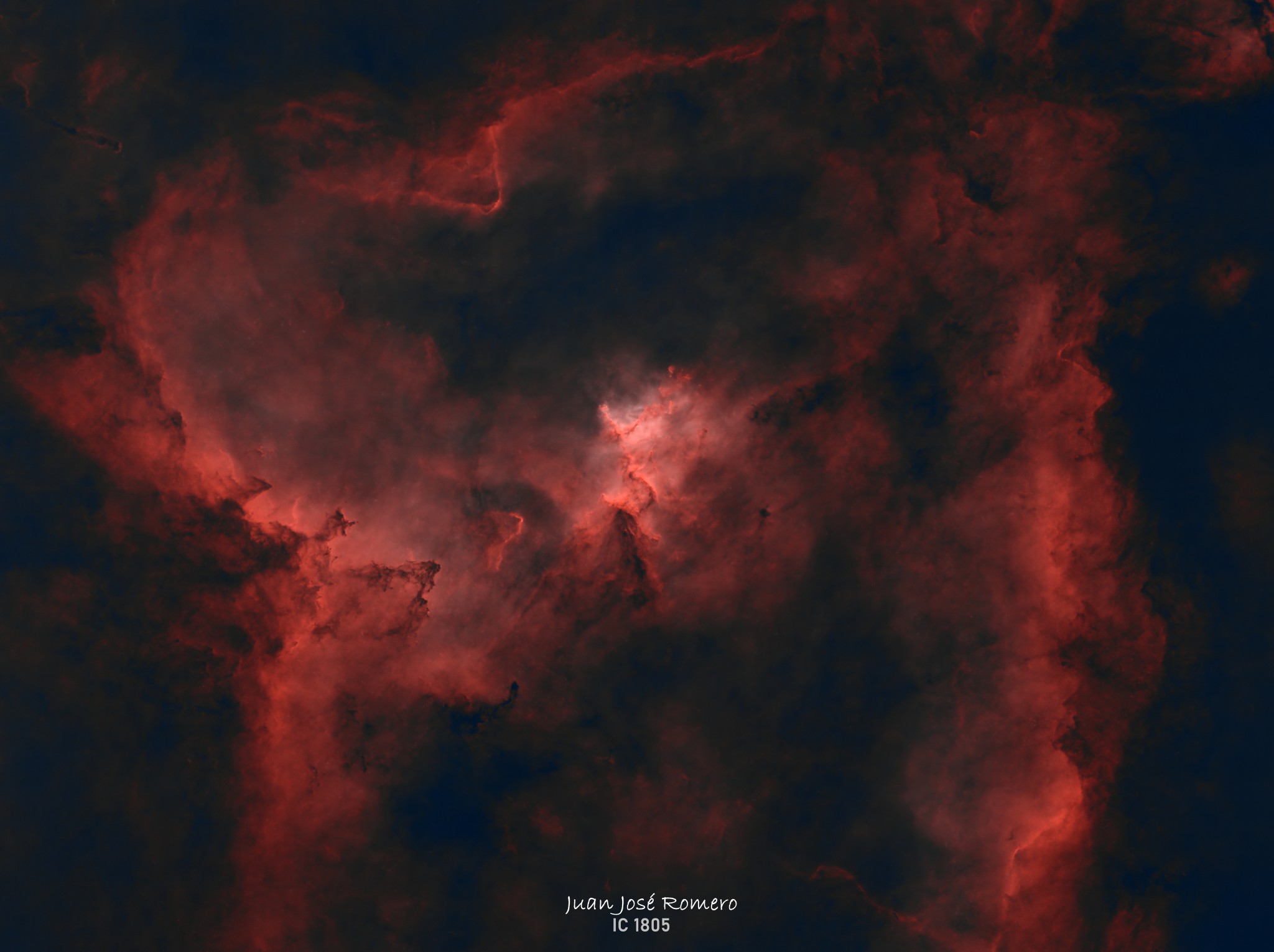 Versió HOO sense estrelles: IC1805 – Nebulosa del Cor (HOO)
