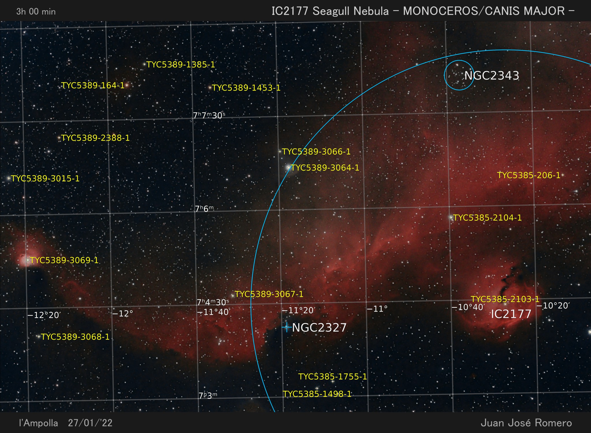 Imatge anotada: IC 2177 – Nebulosa de la Gavina