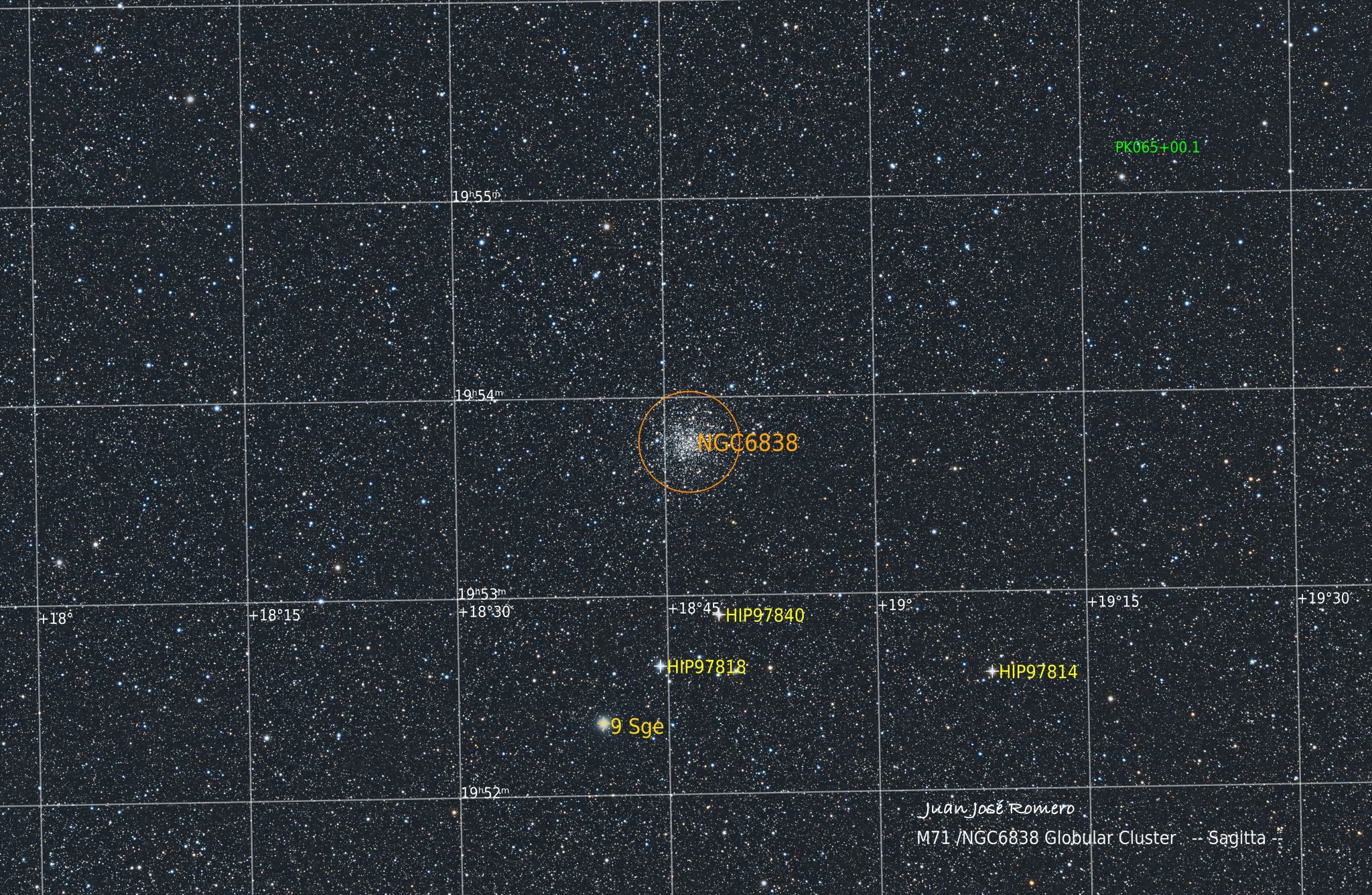 Objectes identificats: M71, cúmul globular