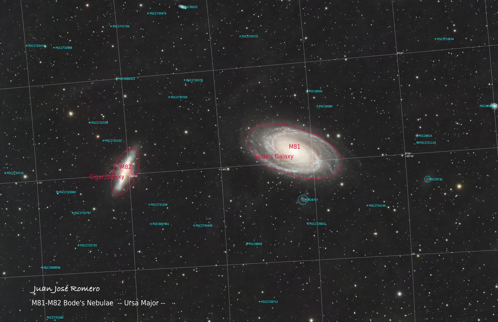 Objectes identificats: M81 (Galàxia de Bode) i M82 (Galàxia del Cigar)