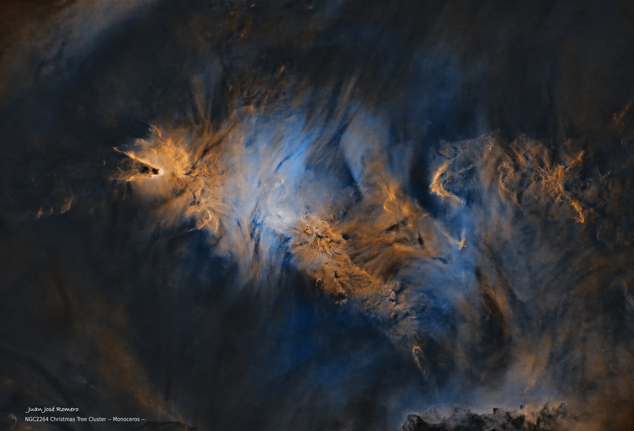 Versió sense estrelles: NGC 2264 – Cúmul de l'Arbre de Nadal i nebulosa del Con