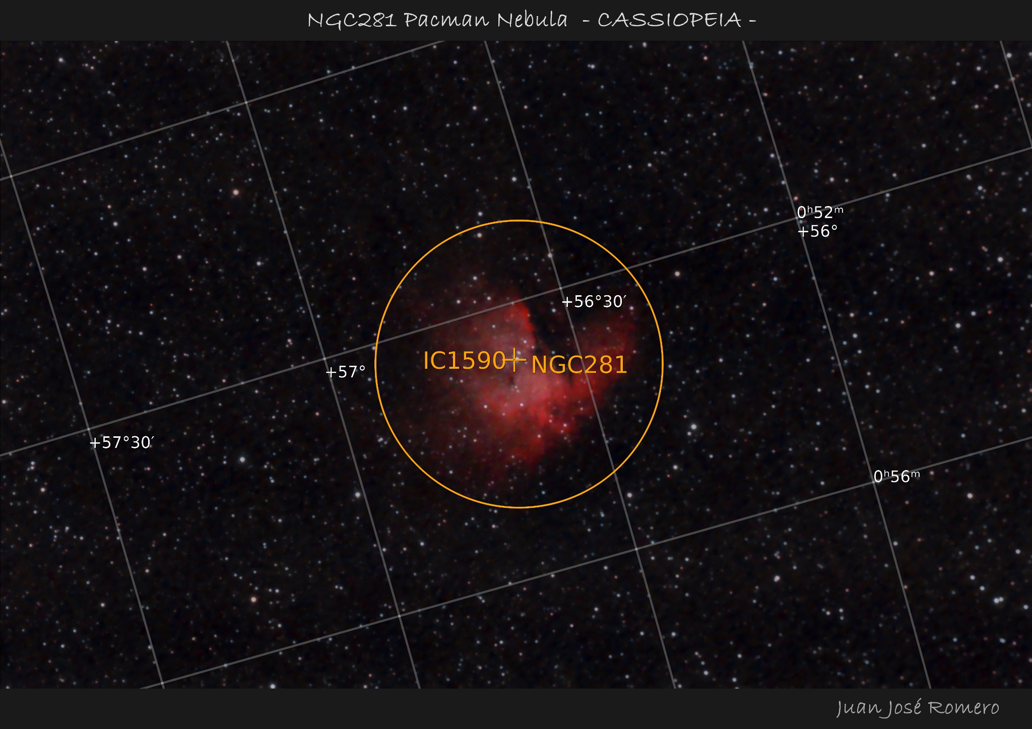 Imatge anotada: NGC 281 – Nebulosa Pacman