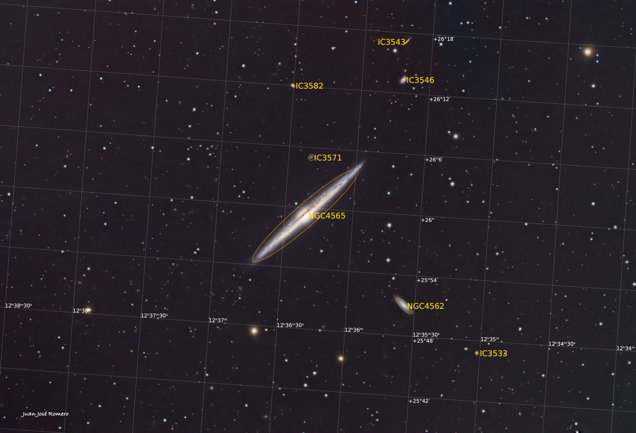 Objectes identificats: NGC4565 – Galàxia de l'Agulla