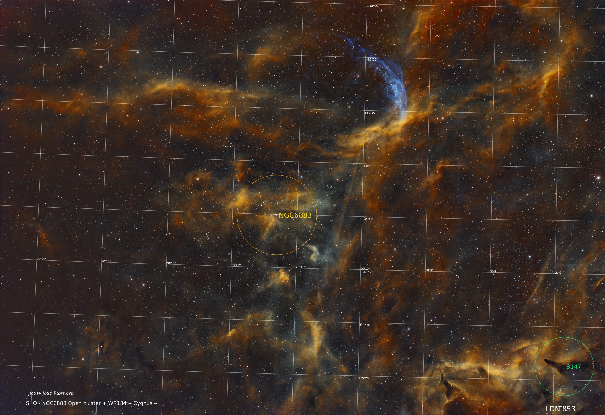 Objectes identificats: NGC6883 – Cúmul obert (SHO)
