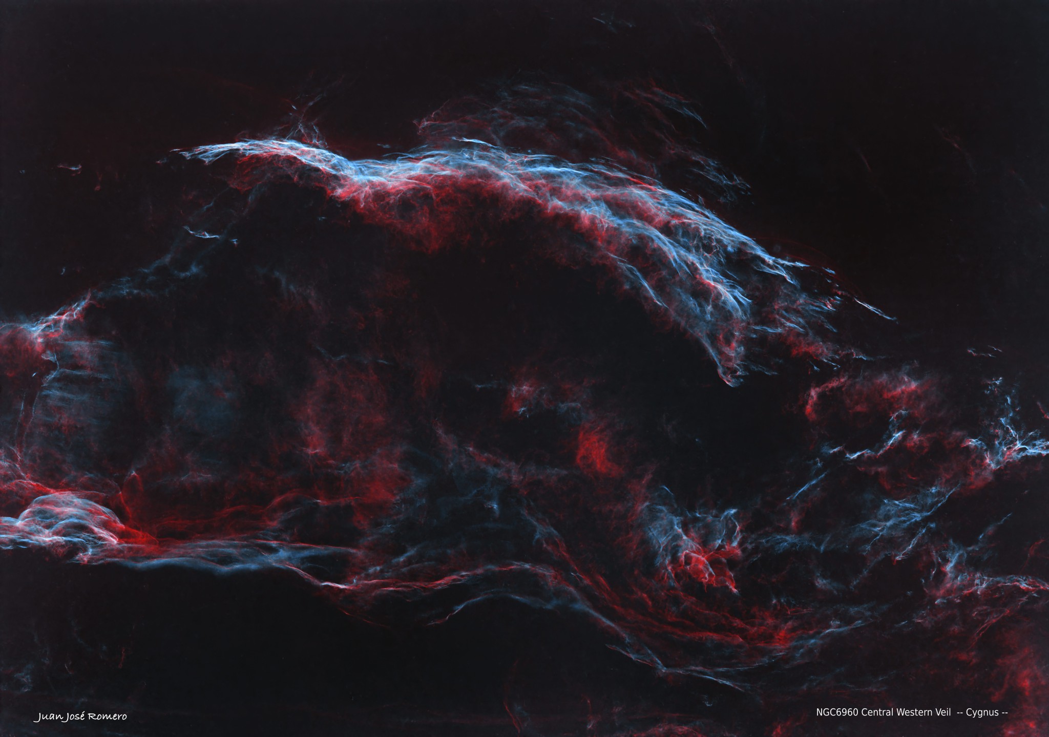 Versió sense estrelles: NGC6960 – Part Central Oest del Vel (Central Western Veil Nebula)