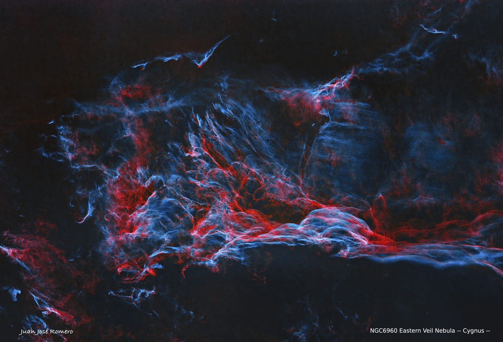 Detall del Vel Est sense estrelles: NGC6960 – Part oriental (est) del Western Veil Nebula