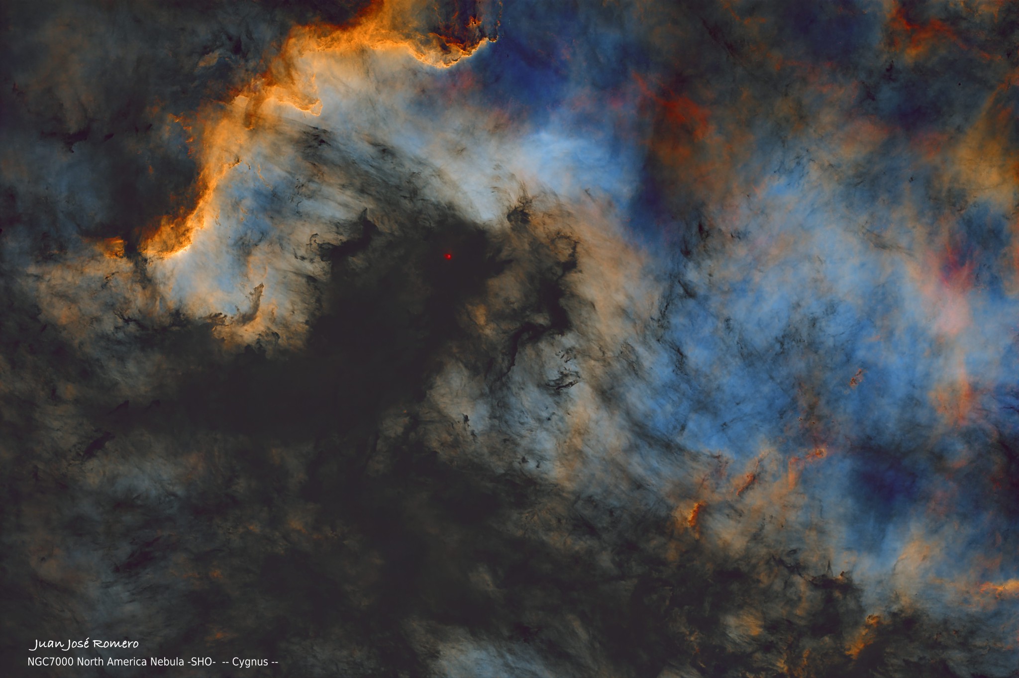 Versió sense estrelles: NGC7000 – Nebulosa d'Amèrica del Nord (SHO)