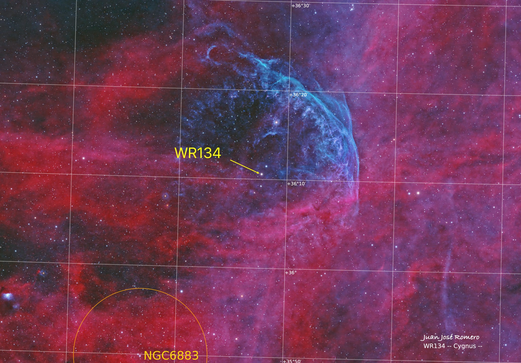 Objectes identificats: WR134 – Estrella Wolf-Rayet (HOO)