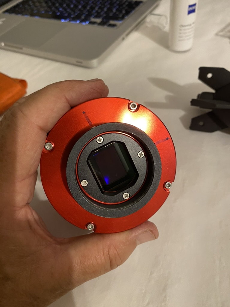 ZWO ASI294MM Pro body with the front assembly removed to access the sensor chamber